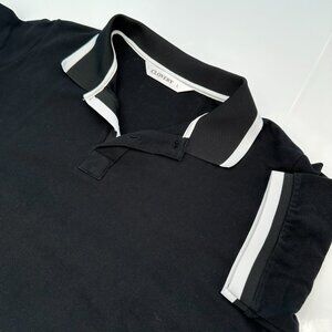 Clovery Women's Casual Short‎ Sleeve PK Polo Shirt, Size Large, Black/White Trim